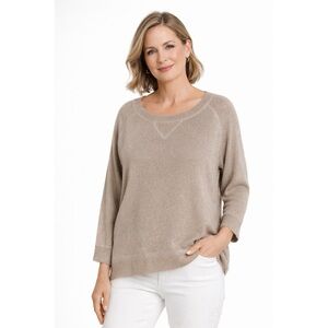 Talbots Silver Gold Shimmer Glitter Scoopneck Sweater Womens Size XL